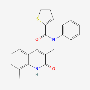 molecular formula C22H18N2O2S B7715474 N-((2-hydroxy-8-methylquinolin-3-yl)methyl)-N-phenylthiophene-2-carboxamide 