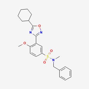 molecular formula C23H27N3O4S B7715494 N-benzyl-3-(5-cyclohexyl-1,2,4-oxadiazol-3-yl)-4-methoxy-N-methylbenzenesulfonamide 