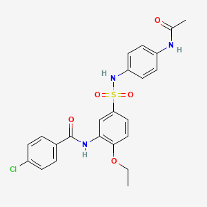 molecular formula C23H22ClN3O5S B7715505 N-(5-(N-(4-acetamidophenyl)sulfamoyl)-2-ethoxyphenyl)-4-chlorobenzamide 