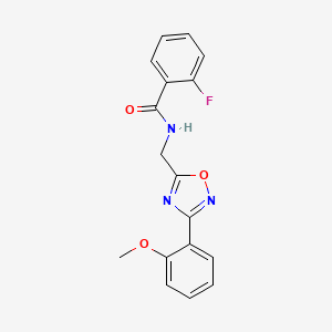 molecular formula C17H14FN3O3 B7715515 2-fluoro-N-((3-(2-methoxyphenyl)-1,2,4-oxadiazol-5-yl)methyl)benzamide 