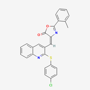 molecular formula C26H17ClN2O2S B7715538 (E)-4-((2-((4-chlorophenyl)thio)quinolin-3-yl)methylene)-2-(o-tolyl)oxazol-5(4H)-one 