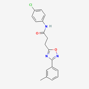molecular formula C18H16ClN3O2 B7715558 N-(4-chlorophenyl)-3-(3-(m-tolyl)-1,2,4-oxadiazol-5-yl)propanamide 