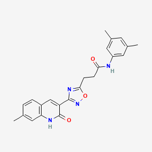 molecular formula C23H22N4O3 B7715565 N-(3,5-dimethylphenyl)-3-(3-(2-hydroxy-7-methylquinolin-3-yl)-1,2,4-oxadiazol-5-yl)propanamide 