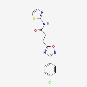 molecular formula C14H11ClN4O2S B7715574 3-(3-(4-chlorophenyl)-1,2,4-oxadiazol-5-yl)-N-(thiazol-2-yl)propanamide 