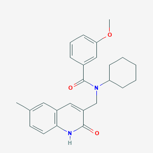 molecular formula C25H28N2O3 B7715590 N-cyclohexyl-N-((2-hydroxy-6-methylquinolin-3-yl)methyl)-3-methoxybenzamide 