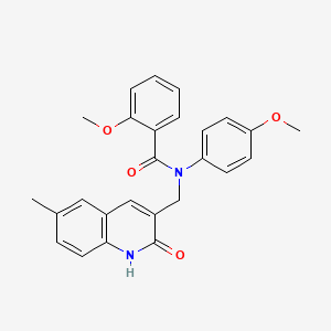 molecular formula C26H24N2O4 B7715601 N-((2-hydroxy-6-methylquinolin-3-yl)methyl)-2-methoxy-N-(4-methoxyphenyl)benzamide 