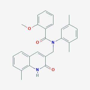 molecular formula C27H26N2O3 B7715617 N-(2,5-dimethylphenyl)-N-((2-hydroxy-8-methylquinolin-3-yl)methyl)-2-methoxybenzamide 