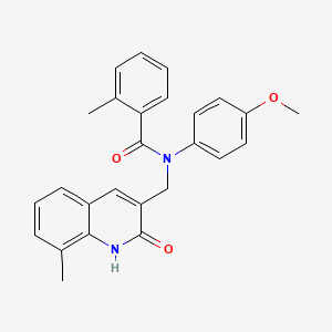 molecular formula C26H24N2O3 B7715619 N-((2-hydroxy-8-methylquinolin-3-yl)methyl)-N-(4-methoxyphenyl)-2-methylbenzamide 