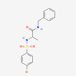 molecular formula C16H17BrN2O3S B7715635 N-benzyl-2-(4-bromophenylsulfonamido)propanamide 