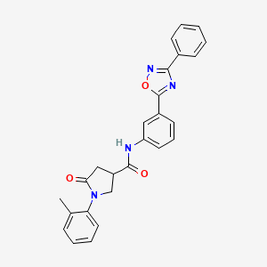 molecular formula C26H22N4O3 B7715641 5-oxo-N-(3-(3-phenyl-1,2,4-oxadiazol-5-yl)phenyl)-1-(o-tolyl)pyrrolidine-3-carboxamide 