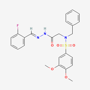 molecular formula C24H24FN3O5S B7715645 (E)-N-benzyl-N-(2-(2-(2-fluorobenzylidene)hydrazinyl)-2-oxoethyl)-3,4-dimethoxybenzenesulfonamide 
