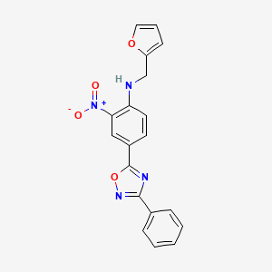 molecular formula C19H14N4O4 B7715654 N-(furan-2-ylmethyl)-2-nitro-4-(3-phenyl-1,2,4-oxadiazol-5-yl)aniline 