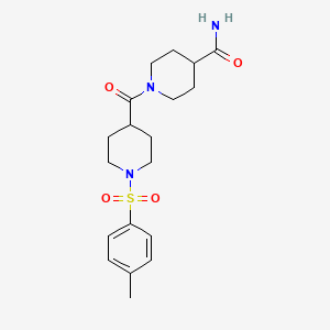 molecular formula C19H27N3O4S B7715670 1-[1-(4-methylphenyl)sulfonylpiperidine-4-carbonyl]piperidine-4-carboxamide CAS No. 433967-30-7