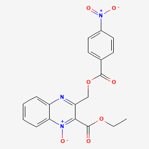 molecular formula C19H15N3O7 B7715674 2-(ethoxycarbonyl)-3-(((4-nitrobenzoyl)oxy)methyl)quinoxaline 1-oxide 