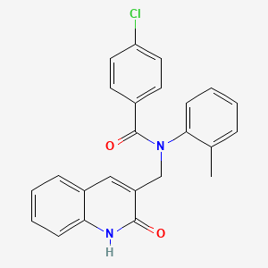 molecular formula C24H19ClN2O2 B7715676 4-chloro-N-((2-hydroxyquinolin-3-yl)methyl)-N-(o-tolyl)benzamide 