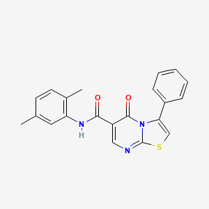 molecular formula C21H17N3O2S B7715682 1,3-dimethyl 5-{5-oxo-3-phenyl-5H-[1,3]thiazolo[3,2-a]pyrimidine-6-amido}benzene-1,3-dicarboxylate 