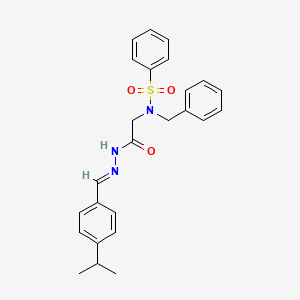 molecular formula C25H27N3O3S B7715685 (E)-N-benzyl-N-(2-(2-(4-isopropylbenzylidene)hydrazinyl)-2-oxoethyl)benzenesulfonamide 