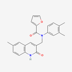 molecular formula C24H22N2O3 B7715703 N-(3,4-dimethylphenyl)-N-((2-hydroxy-6-methylquinolin-3-yl)methyl)furan-2-carboxamide 