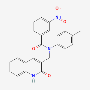 molecular formula C24H19N3O4 B7715728 N-((2-hydroxyquinolin-3-yl)methyl)-3-nitro-N-(p-tolyl)benzamide 