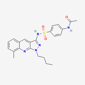 molecular formula C23H25N5O3S B7715732 N-(4-(N-(1-butyl-8-methyl-1H-pyrazolo[3,4-b]quinolin-3-yl)sulfamoyl)phenyl)acetamide 