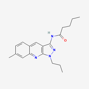 molecular formula C19H24N4O B7715738 N-(7-methyl-1-propyl-1H-pyrazolo[3,4-b]quinolin-3-yl)pentanamide 
