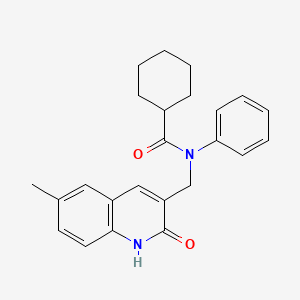 molecular formula C24H26N2O2 B7715745 N-((2-hydroxy-6-methylquinolin-3-yl)methyl)-N-phenylcyclohexanecarboxamide 