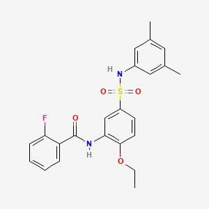 molecular formula C23H23FN2O4S B7715780 N-(5-(N-(3,5-dimethylphenyl)sulfamoyl)-2-ethoxyphenyl)-2-fluorobenzamide 