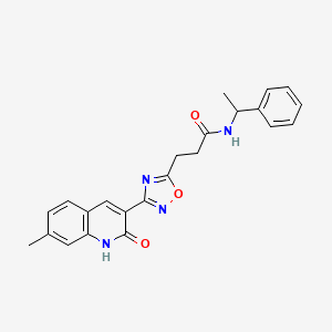 3-(3-(2-hydroxy-7-methylquinolin-3-yl)-1,2,4-oxadiazol-5-yl)-N-(1-phenylethyl)propanamide