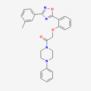 molecular formula C27H26N4O3 B7715805 1-(4-phenylpiperazin-1-yl)-2-(2-(3-(m-tolyl)-1,2,4-oxadiazol-5-yl)phenoxy)ethanone 