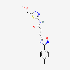 molecular formula C16H17N5O3S B7715811 N-(5-(methoxymethyl)-1,3,4-thiadiazol-2-yl)-3-(3-(p-tolyl)-1,2,4-oxadiazol-5-yl)propanamide 