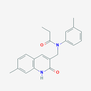 molecular formula C21H22N2O2 B7715834 N-((2-hydroxy-7-methylquinolin-3-yl)methyl)-N-(m-tolyl)propionamide 