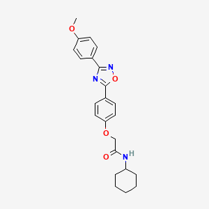 molecular formula C23H25N3O4 B7715871 N-cyclohexyl-2-(4-(3-(4-methoxyphenyl)-1,2,4-oxadiazol-5-yl)phenoxy)acetamide 