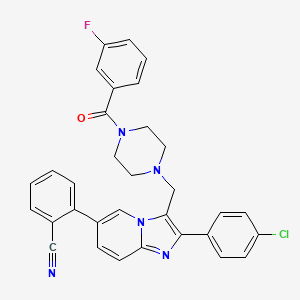 molecular formula C32H25ClFN5O B7715899 2-(2-(4-Chlorophenyl)-3-((4-(3-fluorobenzoyl)piperazin-1-yl)methyl)imidazo[1,2-a]pyridin-6-yl)benzonitrile CAS No. 1638939-93-1