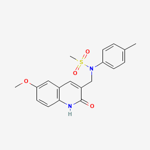 molecular formula C19H20N2O4S B7715922 N-((2-hydroxy-6-methoxyquinolin-3-yl)methyl)-N-(p-tolyl)methanesulfonamide 