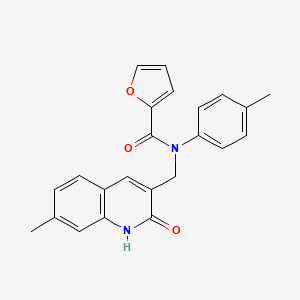 N-((2-hydroxy-7-methylquinolin-3-yl)methyl)-N-(p-tolyl)furan-2-carboxamide