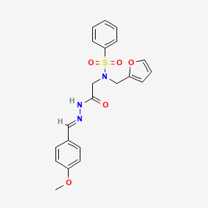 molecular formula C21H21N3O5S B7715952 (E)-N-(furan-2-ylmethyl)-N-(2-(2-(4-methoxybenzylidene)hydrazinyl)-2-oxoethyl)benzenesulfonamide 