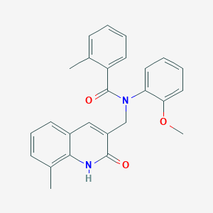molecular formula C26H24N2O3 B7715962 N-((2-hydroxy-8-methylquinolin-3-yl)methyl)-N-(2-methoxyphenyl)-2-methylbenzamide 
