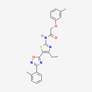 molecular formula C23H22N4O3S B7716069 N-(4-ethyl-5-(3-(o-tolyl)-1,2,4-oxadiazol-5-yl)thiazol-2-yl)-2-(m-tolyloxy)acetamide 