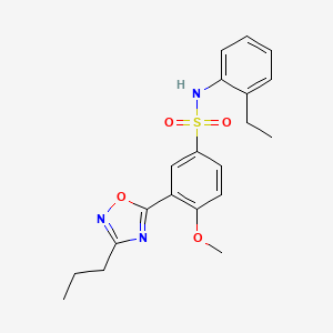 molecular formula C20H23N3O4S B7716081 N-(2-ethylphenyl)-4-methoxy-3-(3-propyl-1,2,4-oxadiazol-5-yl)benzenesulfonamide 