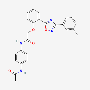 molecular formula C25H22N4O4 B7716100 N-(4-acetamidophenyl)-2-(2-(3-(m-tolyl)-1,2,4-oxadiazol-5-yl)phenoxy)acetamide 