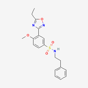 molecular formula C19H21N3O4S B7716129 3-(5-ethyl-1,2,4-oxadiazol-3-yl)-4-methoxy-N-phenethylbenzenesulfonamide 