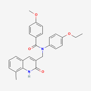 molecular formula C27H26N2O4 B7716145 N-(4-ethoxyphenyl)-N-((2-hydroxy-8-methylquinolin-3-yl)methyl)-4-methoxybenzamide 