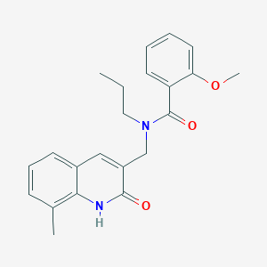 molecular formula C22H24N2O3 B7716176 N-((2-hydroxy-8-methylquinolin-3-yl)methyl)-2-methoxy-N-propylbenzamide 