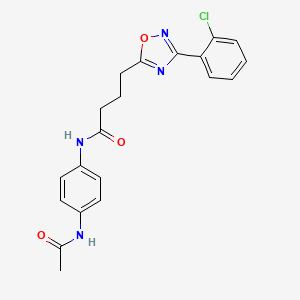 molecular formula C20H19ClN4O3 B7716192 N-(4-acetamidophenyl)-4-(3-(2-chlorophenyl)-1,2,4-oxadiazol-5-yl)butanamide 