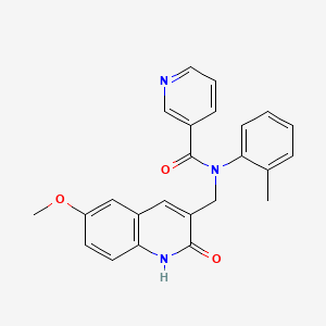molecular formula C24H21N3O3 B7716197 N-((2-hydroxy-6-methoxyquinolin-3-yl)methyl)-N-(o-tolyl)nicotinamide 