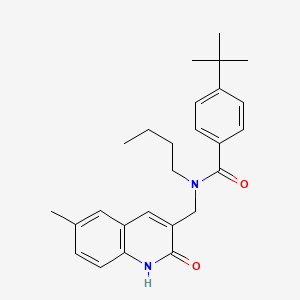 molecular formula C26H32N2O2 B7716216 4-(tert-butyl)-N-butyl-N-((2-hydroxy-6-methylquinolin-3-yl)methyl)benzamide 