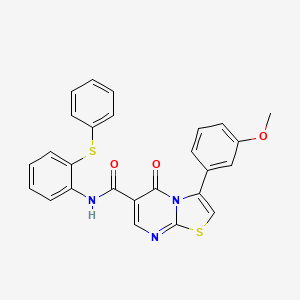 molecular formula C26H19N3O3S2 B7716221 3-(3-methoxyphenyl)-N-[(4-methylphenyl)methyl]-5-oxo-5H-[1,3]thiazolo[3,2-a]pyrimidine-6-carboxamide 