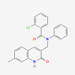 molecular formula C24H19ClN2O2 B7716264 2-chloro-N-((2-hydroxy-7-methylquinolin-3-yl)methyl)-N-phenylbenzamide 