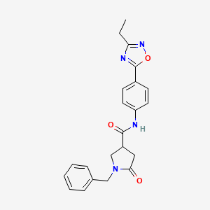 molecular formula C22H22N4O3 B7716266 1-benzyl-N-(4-(3-ethyl-1,2,4-oxadiazol-5-yl)phenyl)-5-oxopyrrolidine-3-carboxamide 