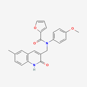 molecular formula C23H20N2O4 B7716280 N-((2-hydroxy-6-methylquinolin-3-yl)methyl)-N-(4-methoxyphenyl)furan-2-carboxamide 
